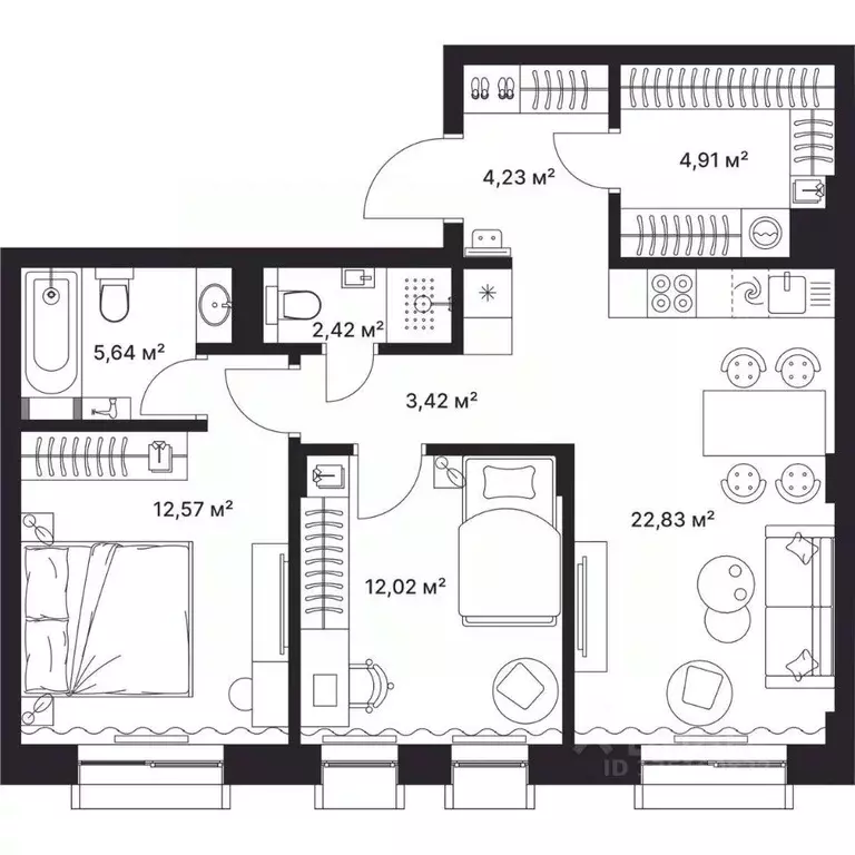 2-к кв. Владимирская область, Киржач ул. Свердлова, 10А (68.0 м) - Фото 1