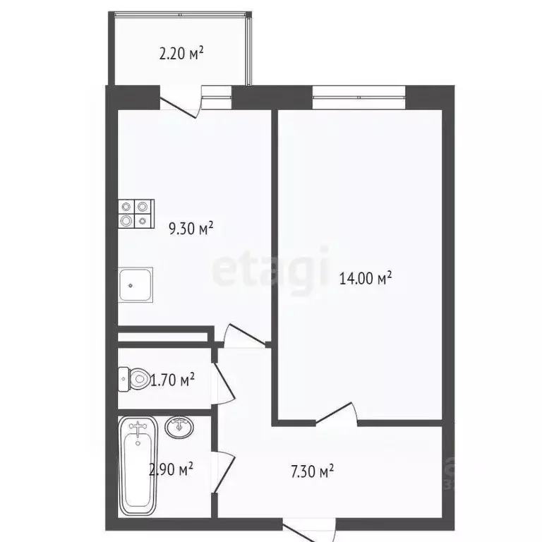 1-к кв. Тюменская область, Тюмень ул. Героев Космоса, 11 (35.0 м) - Фото 2