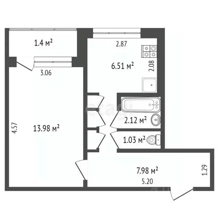 1-к кв. Мордовия, Саранск Гожувская ул., 52 (32.7 м) - Фото 2