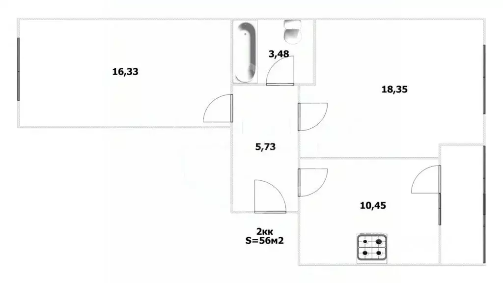 2-к кв. Калининградская область, Светлогорск Майский проезд, 10 (56.0 ... - Фото 2
