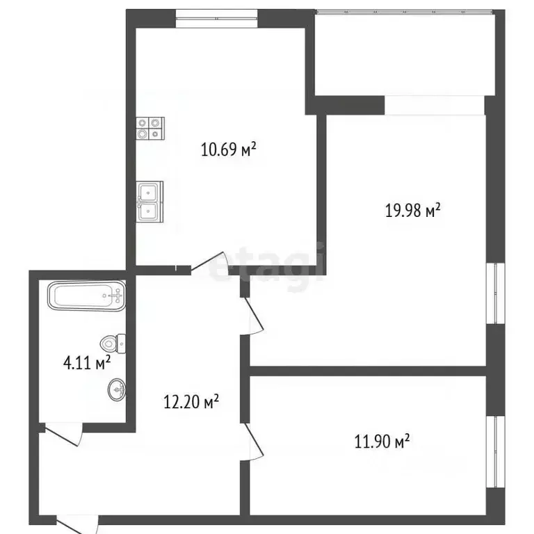 2-к кв. Ростовская область, Таганрог ул. Морозова, 20Б (59.1 м) - Фото 2