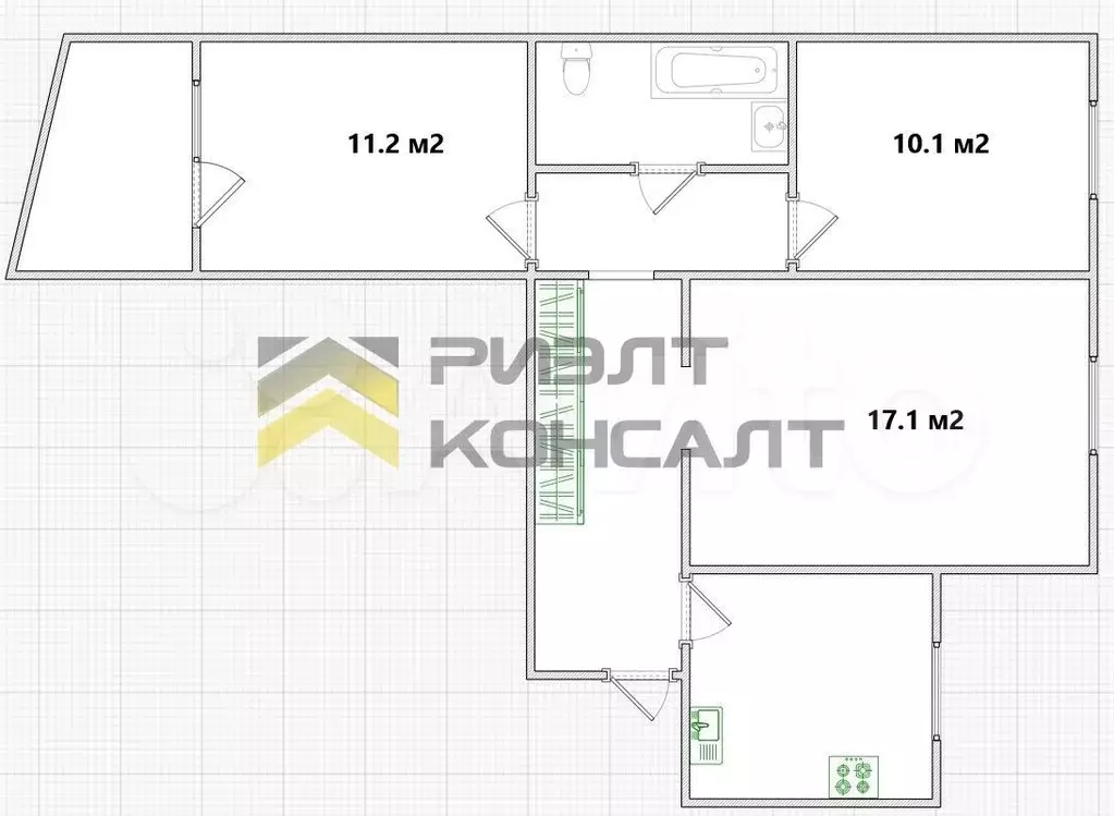 3-к. квартира, 62,6 м, 2/10 эт. - Фото 0