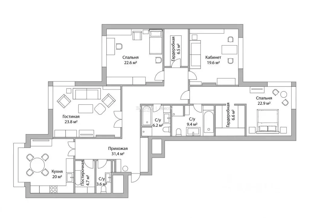 4-к кв. Москва Чапаевский пер., 3 (177.6 м) - Фото 2