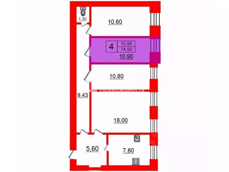 Комната Санкт-Петербург Московский просп., 127А (10.9 м) - Фото 1