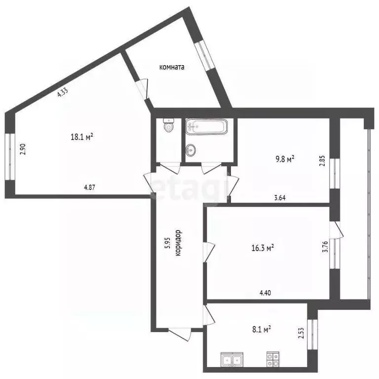 3-к кв. Вологодская область, Вологда ул. Карла Маркса, 111 (73.6 м) - Фото 1