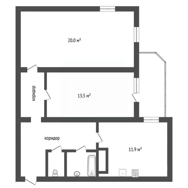 2-к кв. Воронежская область, Воронеж ул. Владимира Невского, 48С3 ... - Фото 1