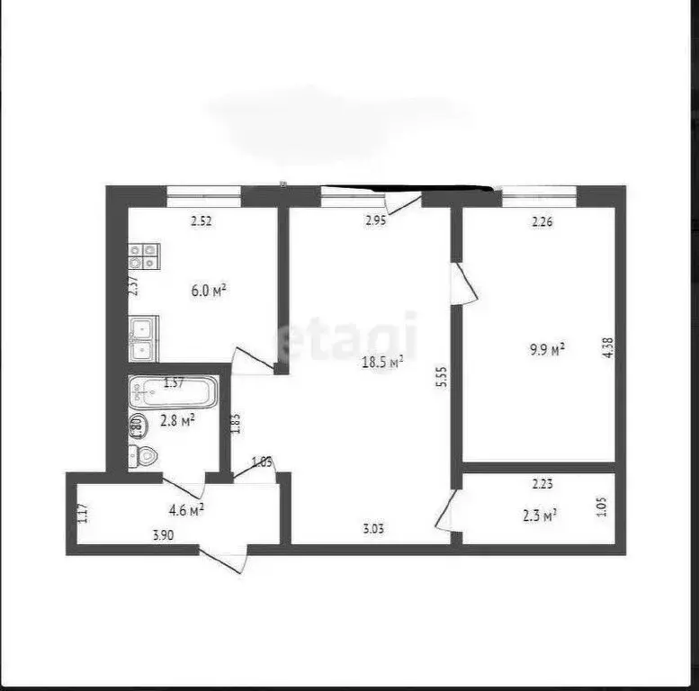 2-комнатная квартира: Стерлитамак, улица Кочетова, 24В (39.7 м) - Фото 0
