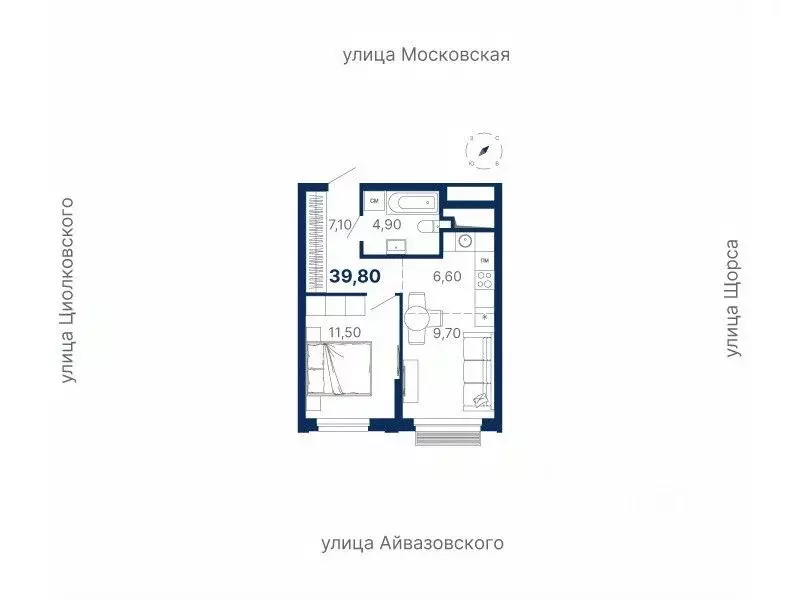 1-к кв. Свердловская область, Екатеринбург ул. Московская, 249/2 (39.9 ... - Фото 0