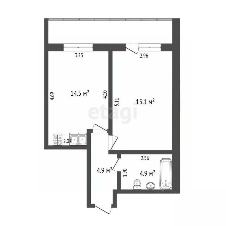 1-к кв. Тюменская область, Тюмень ул. Василия Подшибякина, 17 (39.1 м) - Фото 1