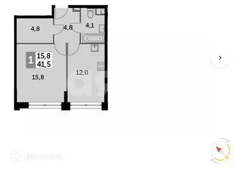 Продаётся 1-к квартира, 41.5 м - Фото 0