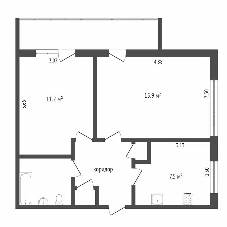 2-комнатная квартира: Можайское, 9 (47 м) - Фото 1