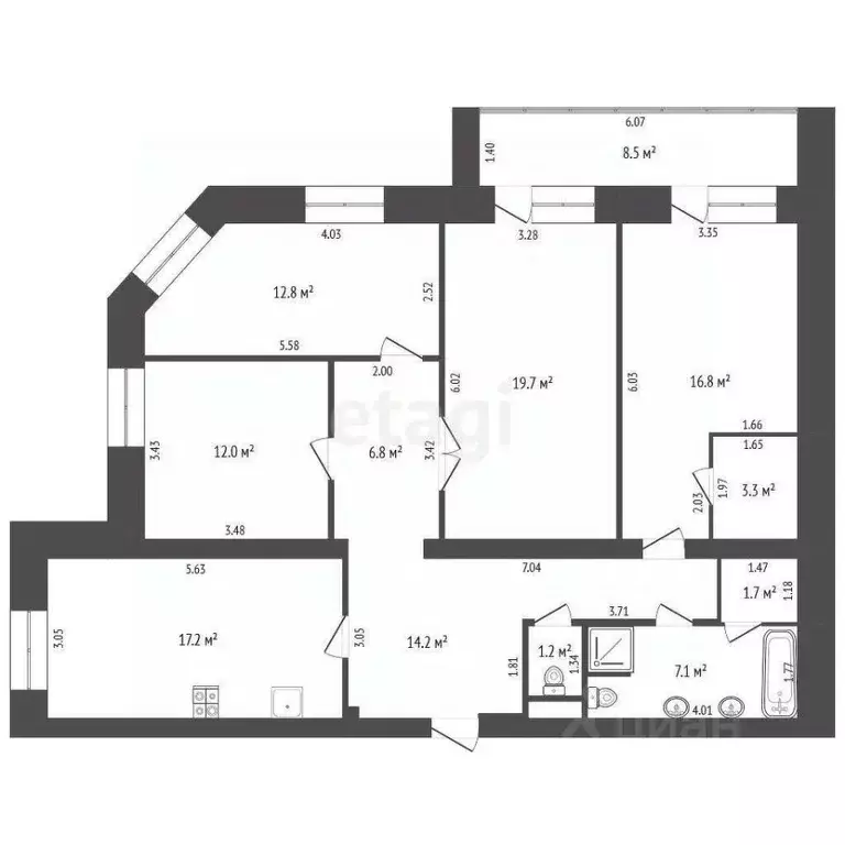 4-к кв. Башкортостан, Стерлитамак ул. Карла Маркса, 152 (115.1 м) - Фото 2