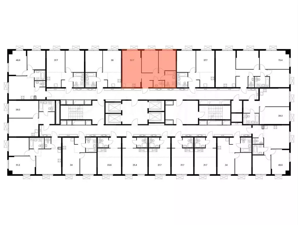 2-к. квартира, 52.7 м, 24/24 эт. - Фото 1