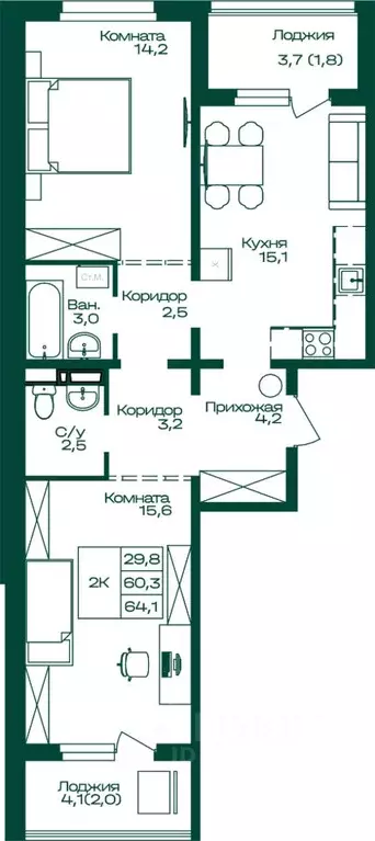 2-к кв. Алтай, Майминский район, с. Майма  (64.1 м) - Фото 0