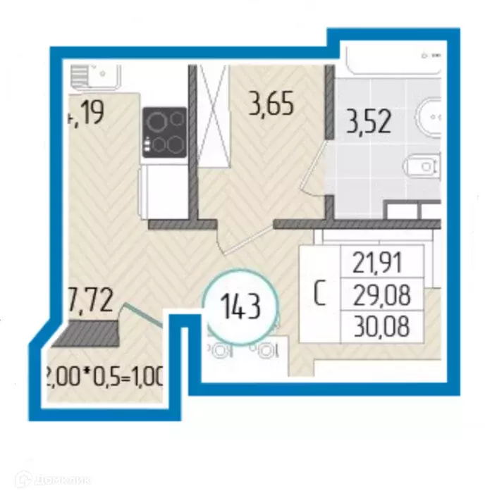 Продаётся 1-к квартира, 30.1 м - Фото 1