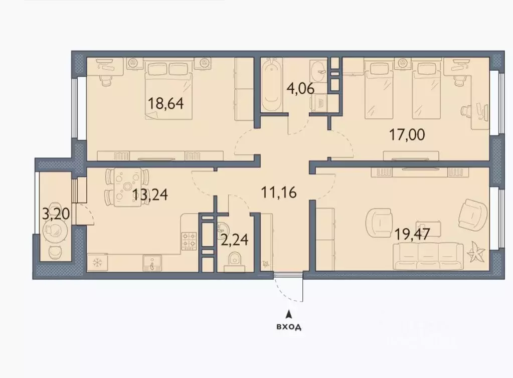 3-к кв. Брянская область, Брянск просп. Станке Димитрова, 67к7 (85.0 ... - Фото 1