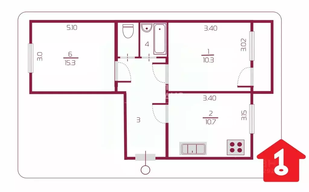 2-к кв. Омская область, Омск просп. Мира, 163к2 (50.5 м) - Фото 1