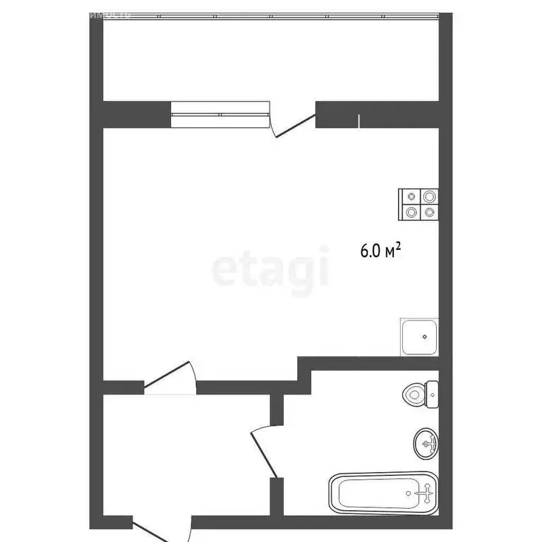 Квартира-студия: Тюмень, Верхнетарманская улица, 5 (19 м) - Фото 1