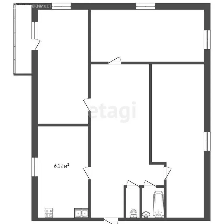 3-комнатная квартира: Шебекино, улица Дзержинского, 14 (62.14 м) - Фото 1