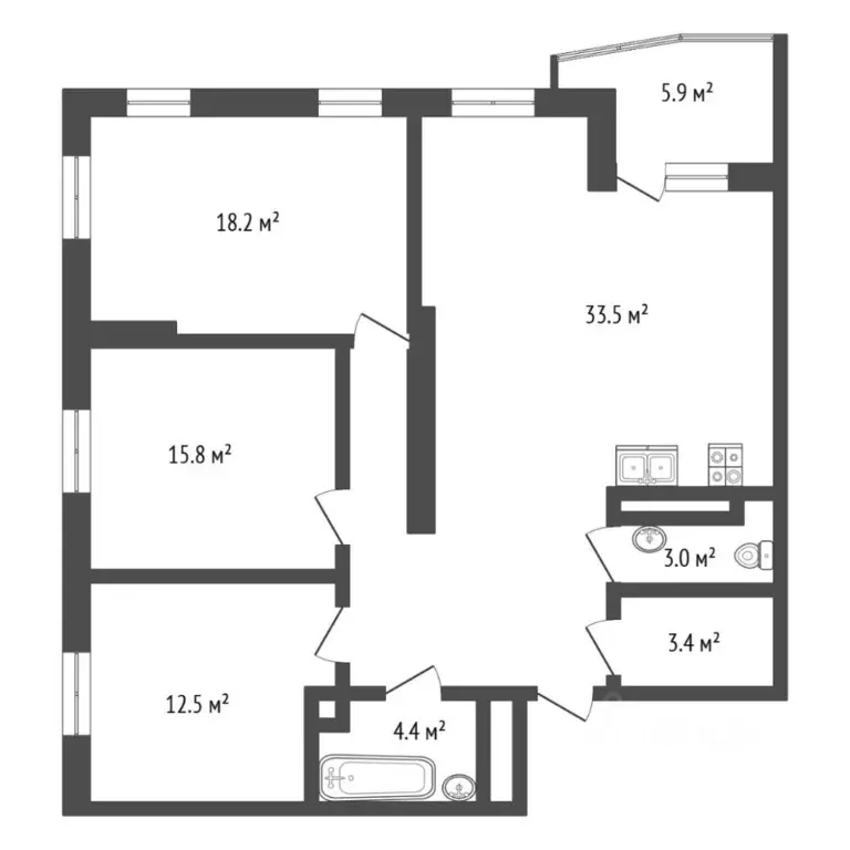 3-к кв. Тюменская область, Тюмень ул. Мельникайте, 30 (106.7 м) - Фото 2