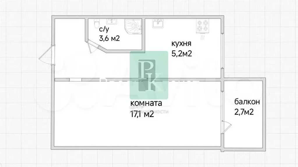 1-к. квартира, 30,2 м, 2/5 эт. - Фото 0