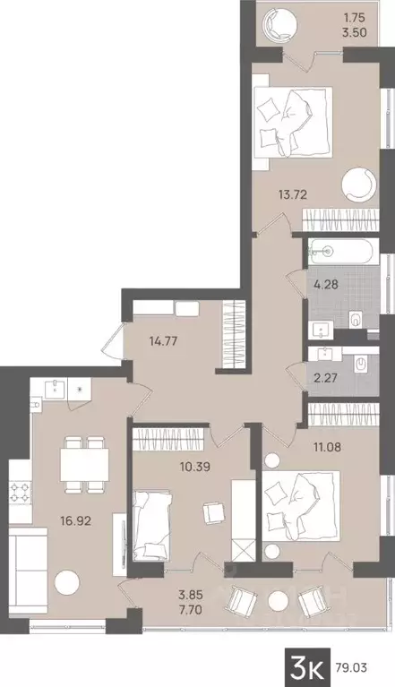 3-к кв. Калининградская область, Светлогорск Новая ул., 22к2 (79.03 м) - Фото 0