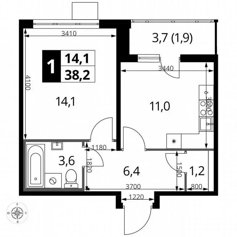 1-комнатная квартира: Москва, Ленинградское шоссе, 228к4 (38 м) - Фото 1