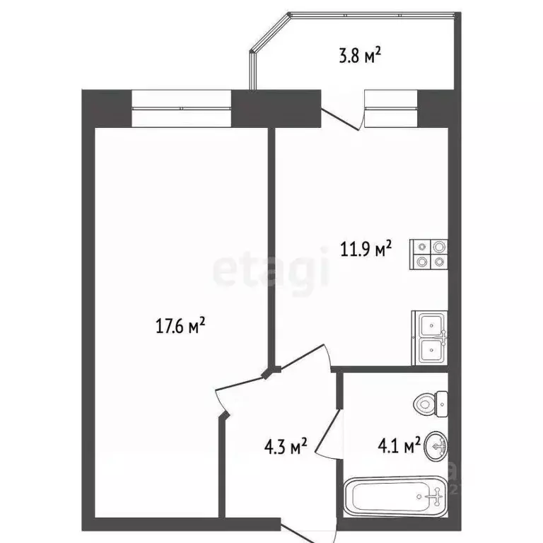 1-к кв. Тамбовская область, Тамбов Мичуринская ул., 211В (37.9 м) - Фото 2