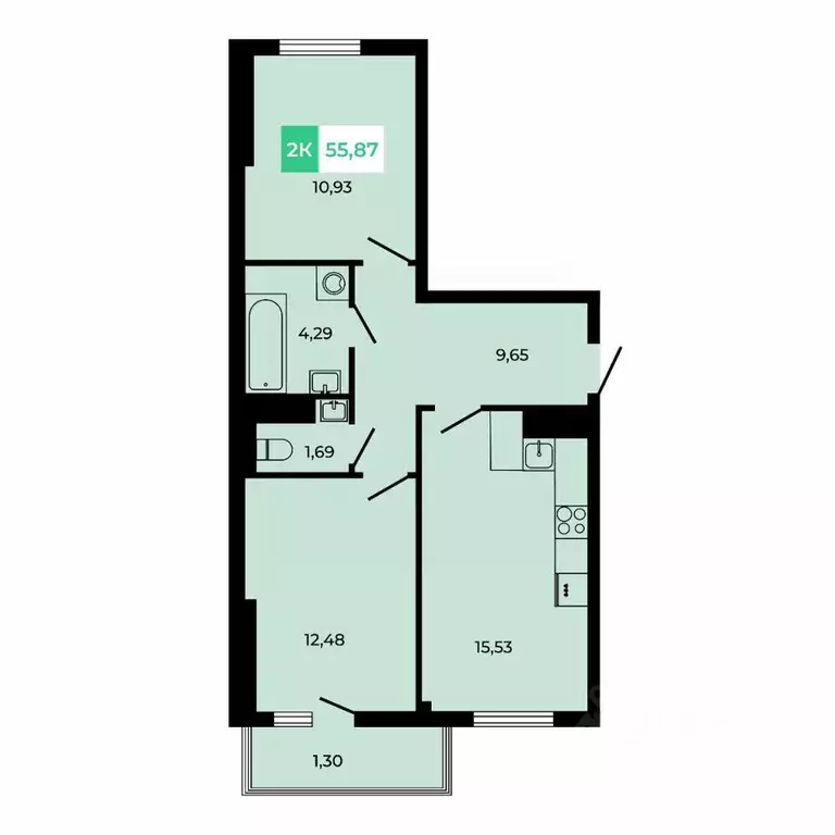 2-к кв. Ростовская область, Аксайский район, Щепкинское с/пос, пос. ... - Фото 1