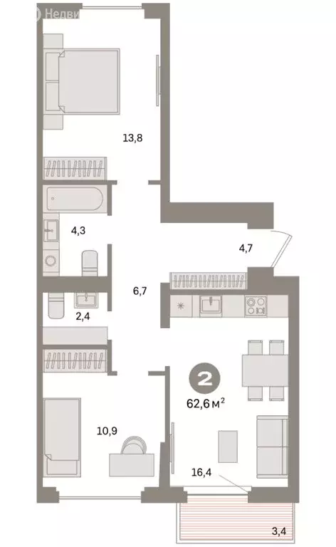 2-комнатная квартира: Екатеринбург, жилой район Сортировочный, ... - Фото 1