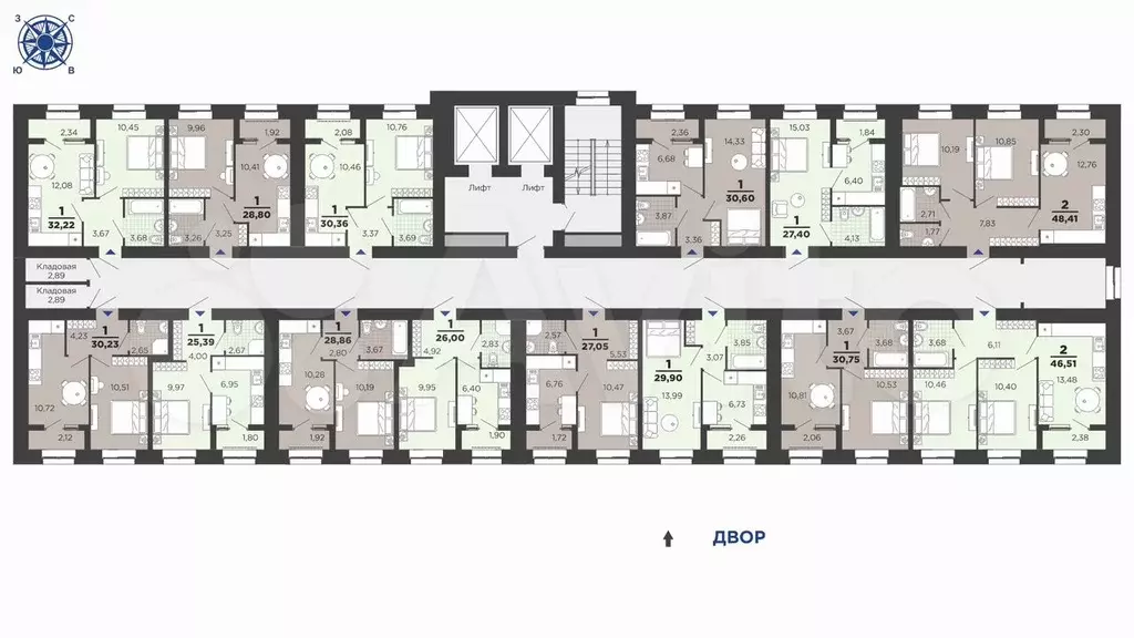 1-к. квартира, 30,6 м, 10/16 эт. - Фото 1