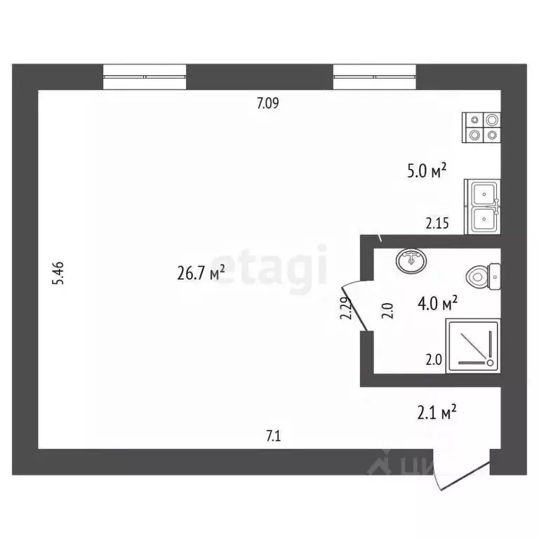 Студия Крым, Судак ул. Айвазовского, 25 (37.8 м) - Фото 2