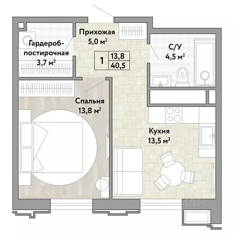 1-к кв. Хабаровский край, Хабаровск ул. Нагишкина (40.5 м) - Фото 1