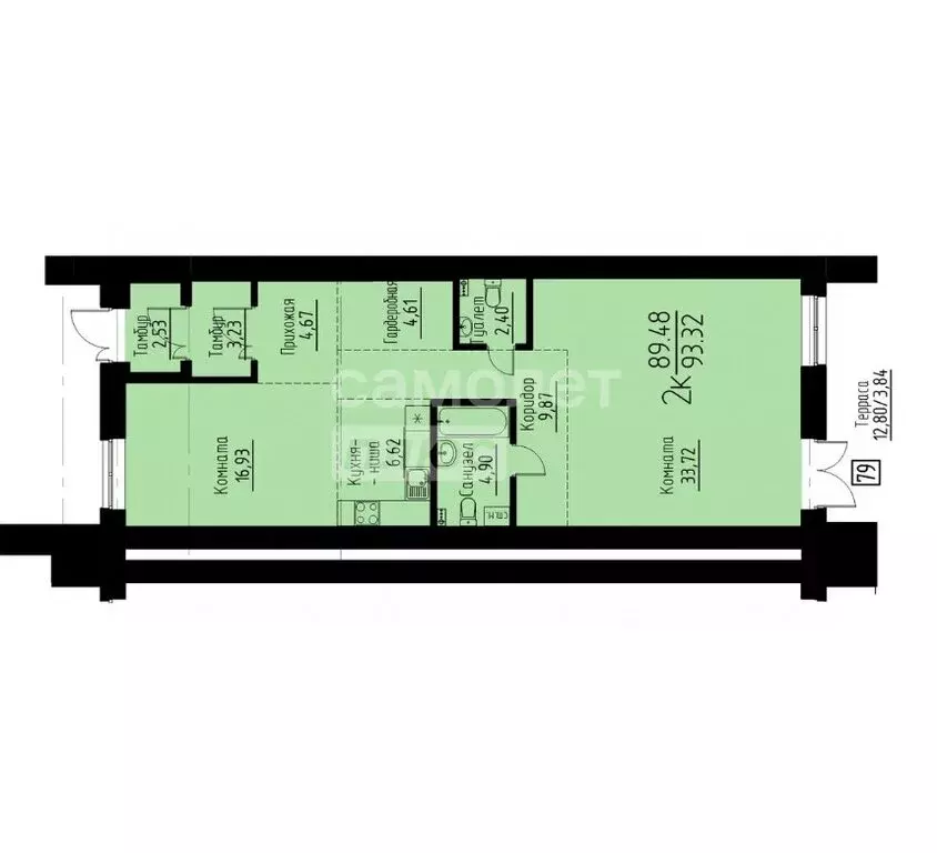 2-комнатная квартира: Томск, улица Аркадия Иванова, 21 (93.32 м) - Фото 0