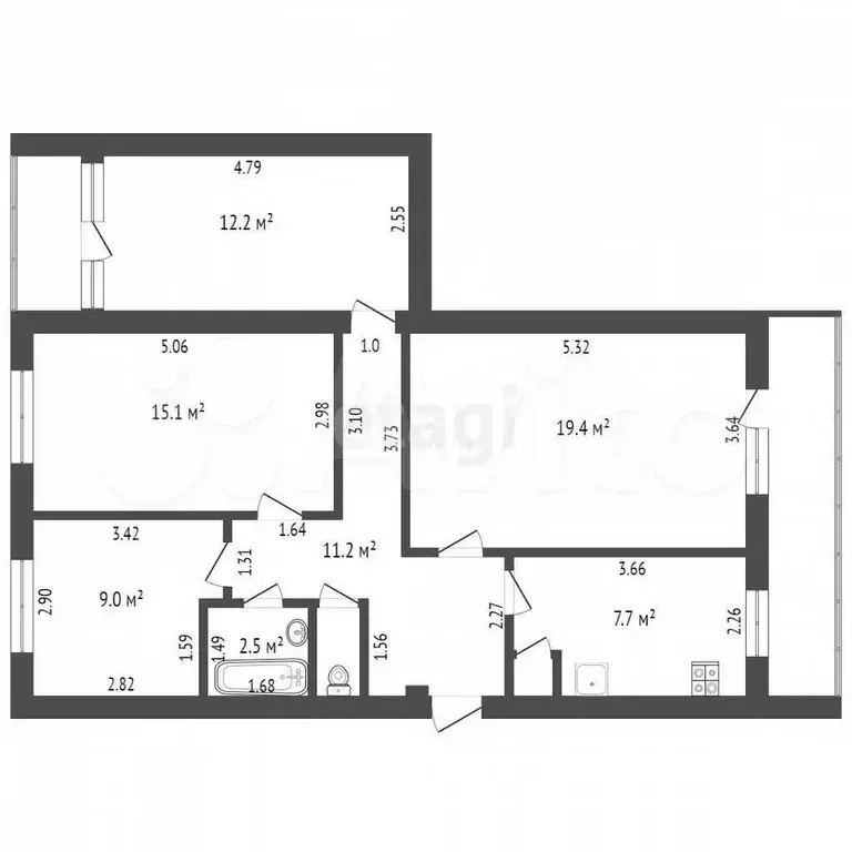 4-к. квартира, 78,7 м, 5/5 эт. - Фото 0