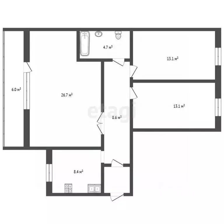 3-к кв. Владимирская область, Муром Владимирское ш., 12 (74.7 м) - Фото 1