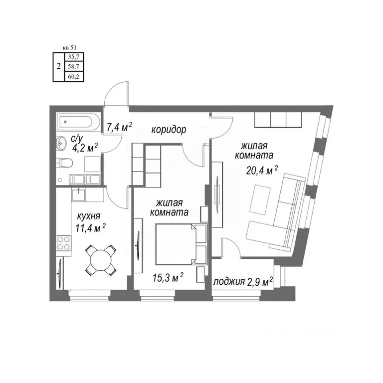 2-к кв. Нижегородская область, Нижний Новгород ул. Дмитрия Павлова, 13 ... - Фото 1