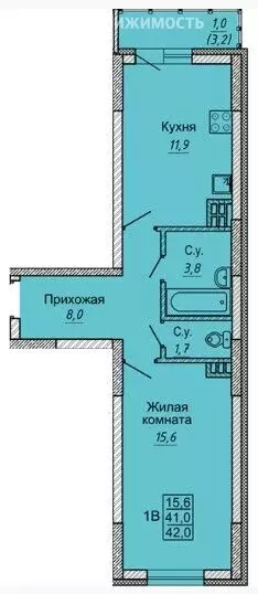 1-комнатная квартира: Новосибирск, улица Бородина, 54 (44.5 м) - Фото 0