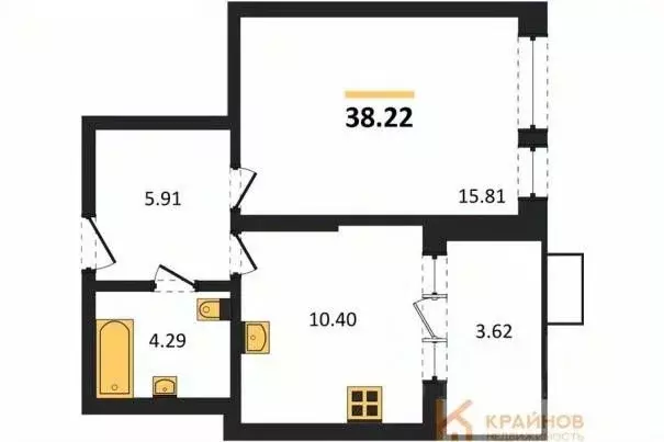 1-к кв. Воронежская область, Воронеж наб. Чуева, 7 (38.22 м) - Фото 0