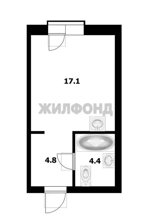 Квартира-студия: посёлок Садовый, Спортивная улица, 36/1 (26.27 м) - Фото 1