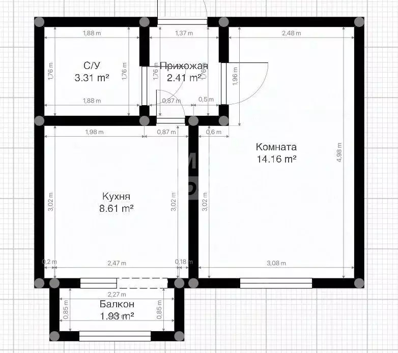 1-к кв. Кабардино-Балкария, Нальчик ул. Головко, 99 (30.3 м) - Фото 1