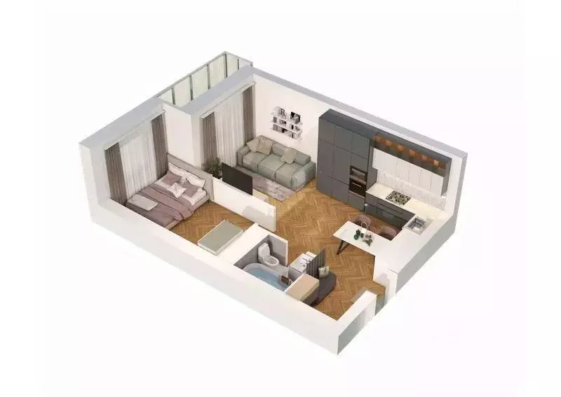 1-к кв. Хабаровский край, Хабаровск ул. Блюхера (42.77 м) - Фото 1