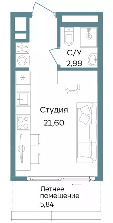 Студия Крым, Саки ул. Морская (30.43 м) - Фото 0