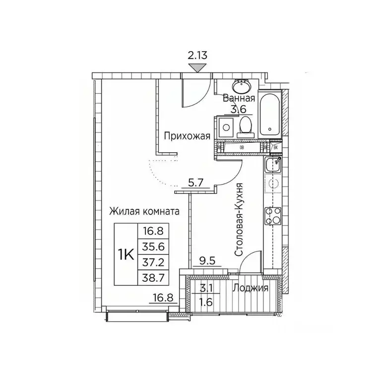 1-к кв. Приморский край, Владивосток ул. Расула Гамзатова, 7к2 (38.7 ... - Фото 0