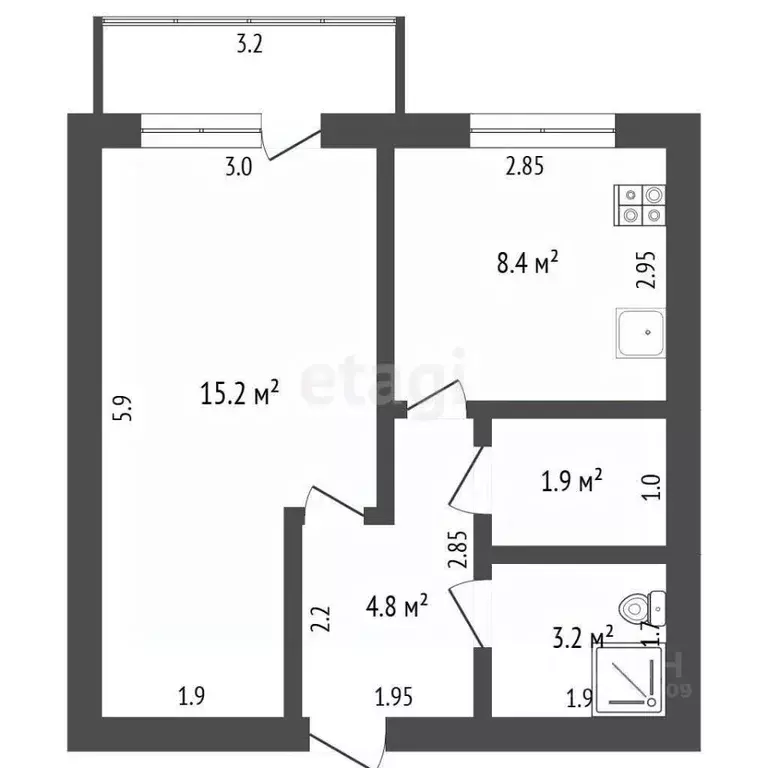 1-к кв. Мордовия, Ковылкино ул. Гагарина, 30 (33.5 м) - Фото 0