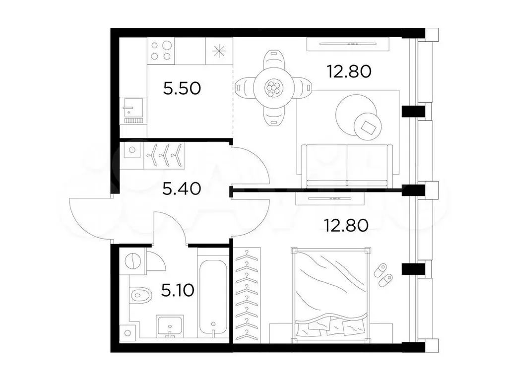 2-к. квартира, 41,6 м, 5/8 эт. - Фото 0