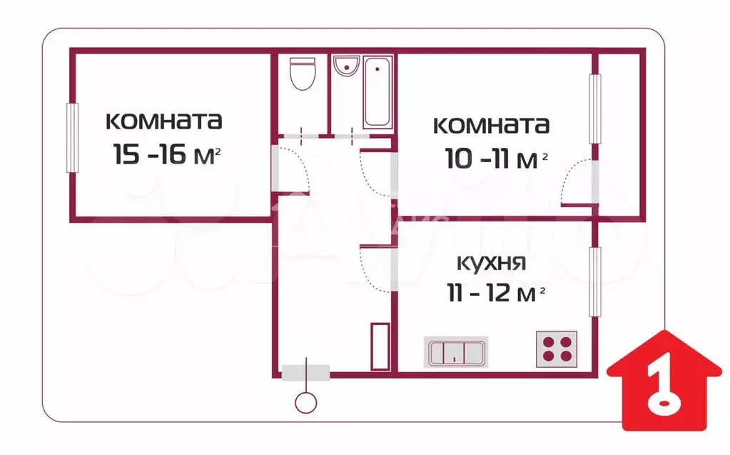 2-к. квартира, 50,7 м, 3/5 эт. - Фото 0