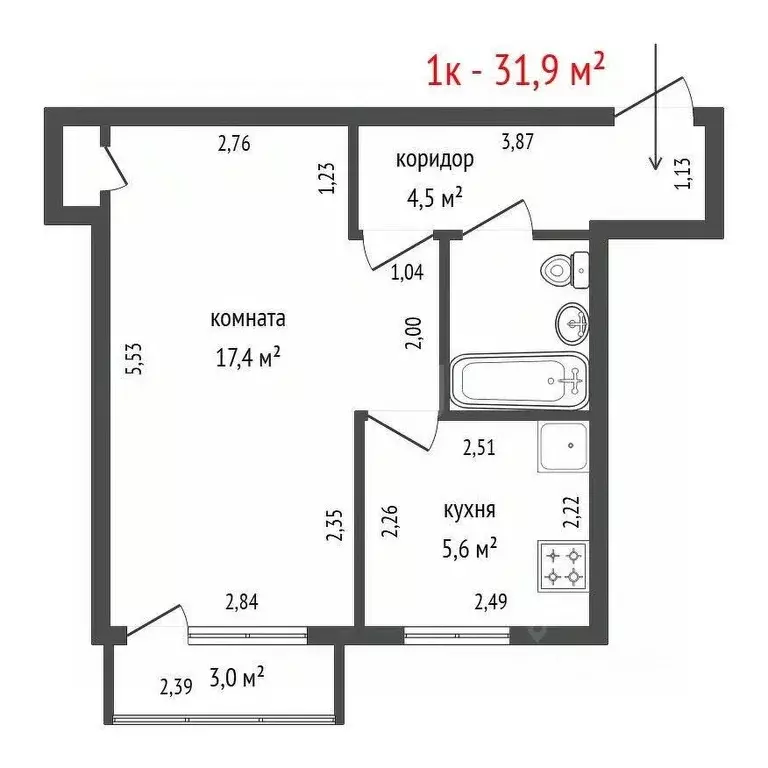 1-к кв. Свердловская область, Екатеринбург ул. Челюскинцев, 29 (31.9 ... - Фото 2