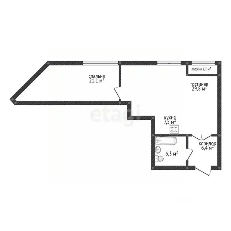 2-к кв. Башкортостан, Уфа ул. Октябрьской Революции, 13/1 (72.8 м) - Фото 1
