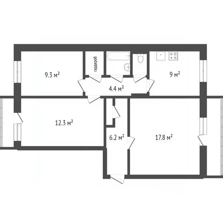 3-к кв. Красноярский край, Красноярск ул. Партизана Железняка, 50 ... - Фото 2